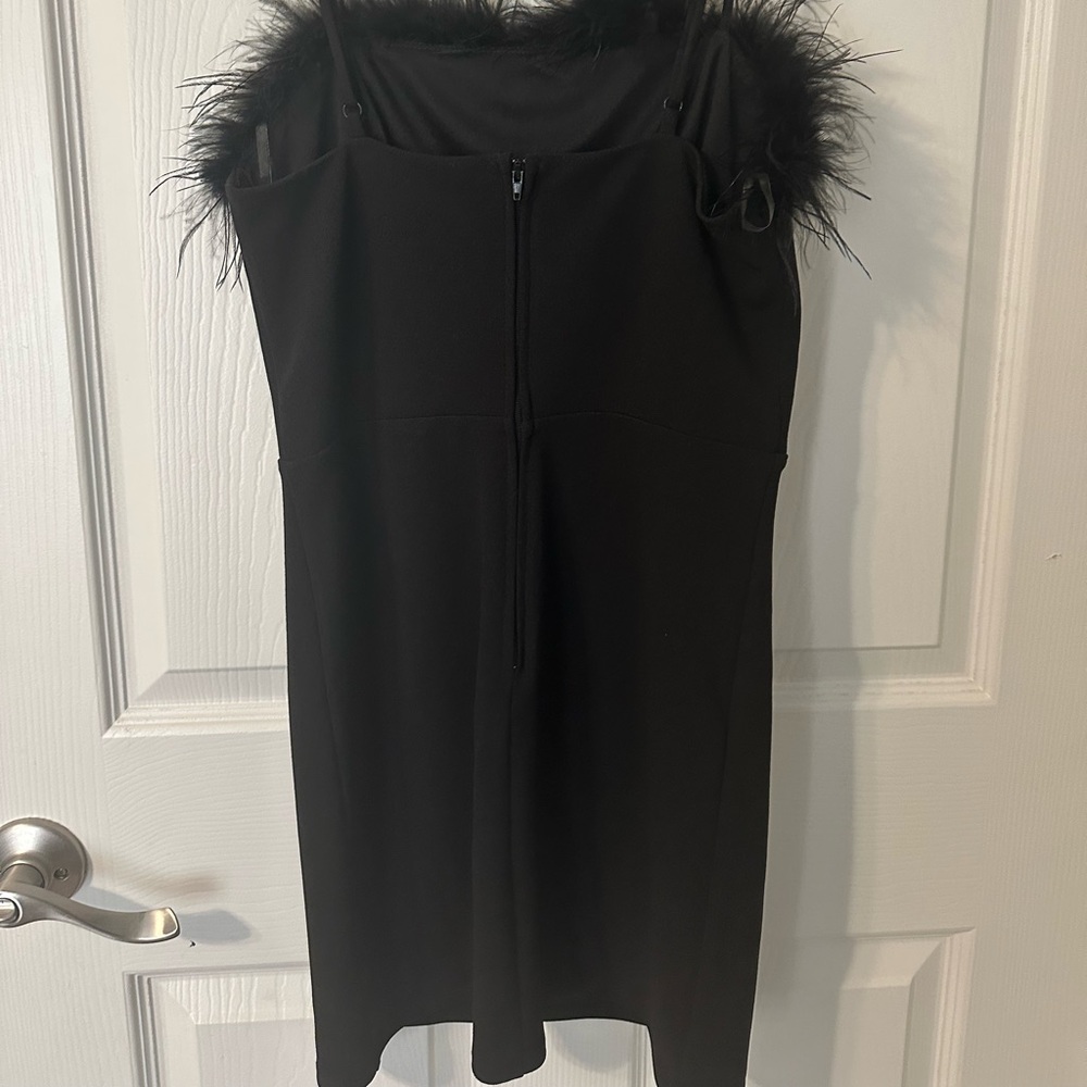 Black Crystal sky mid length faux fur dress size small